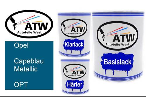 Opel, Capeblau Metallic, OPT: 1L Lackdose + 1L Klarlack + 500ml Härter - Set, von ATW Autoteile West.